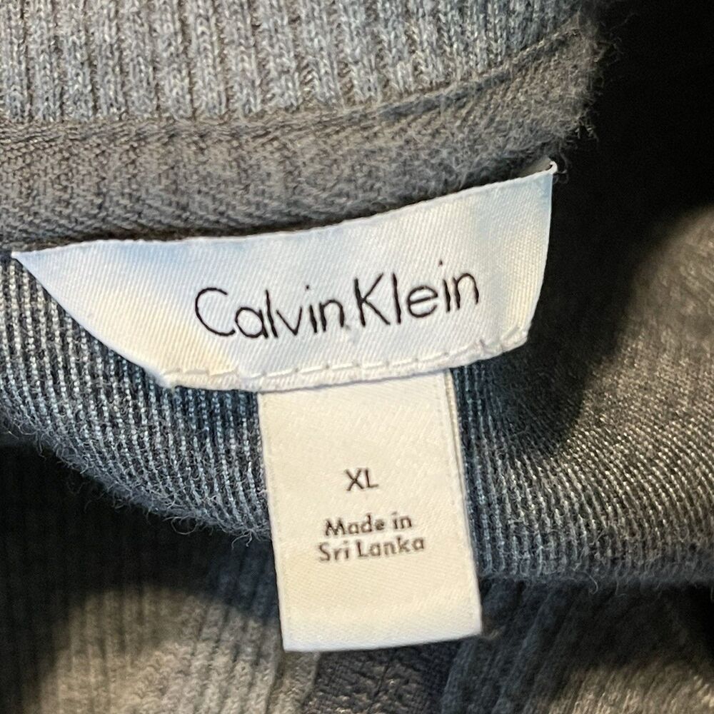 Calvin Klein Mens Sweater Jacket XL Full Zip Grey Mock Neck Grandpa Core Dad - Picture 10 of 14